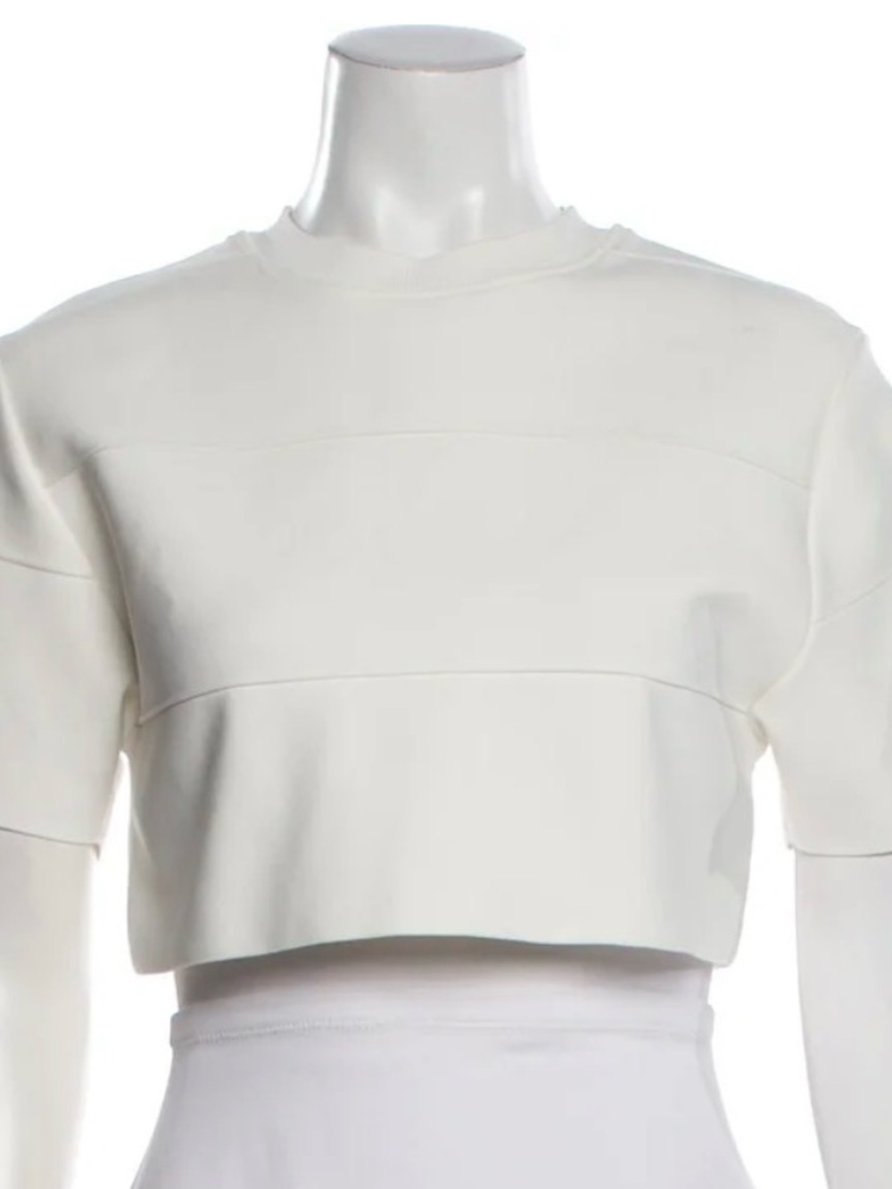 Herve by Herve Leger White Cropped Panel T Shirt. Size small